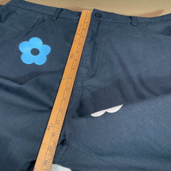 Cider Women's Size 2XL Black Wide-Leg Pants Colorful Flower Print - Picture 7 of 10